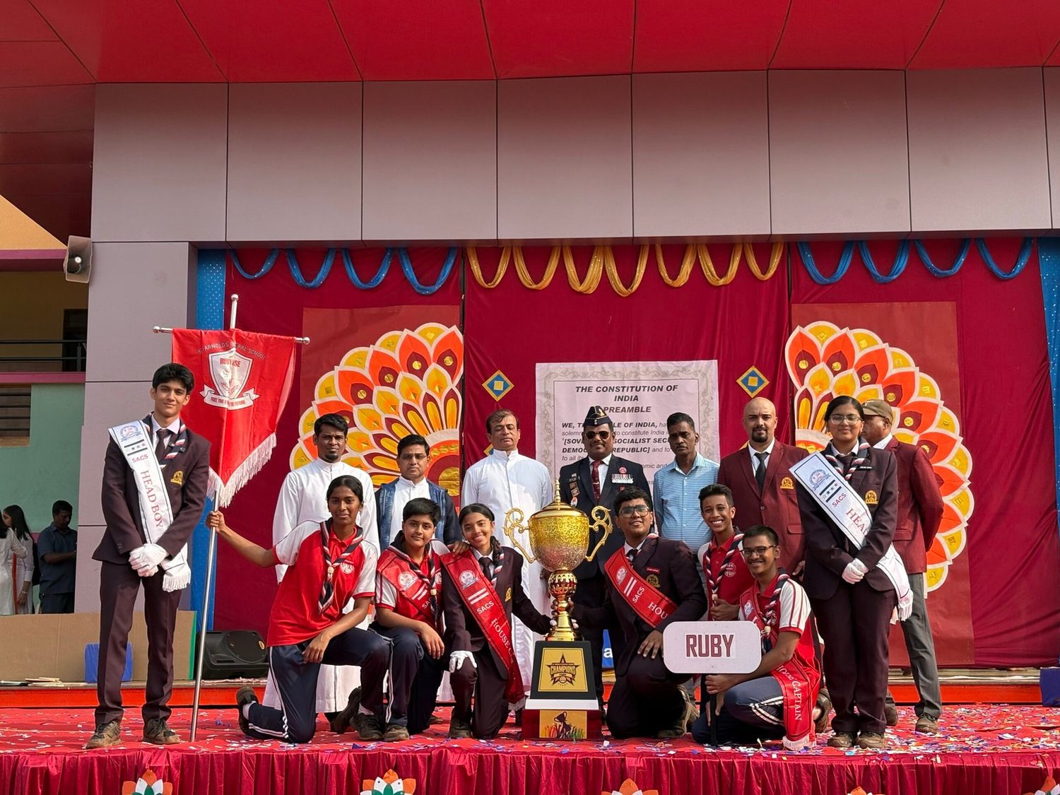 Trophy on Stage — Events at St. Arnold's Central School